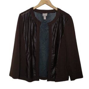 Chico's Brown Faux Leather Laser Cut Jacket Sz 2